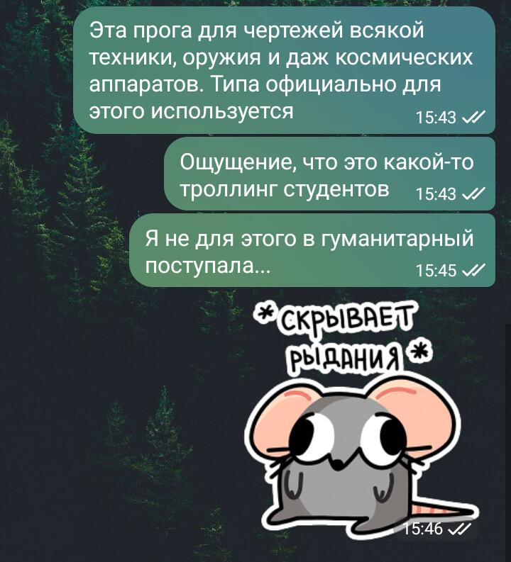 Выходные студента би лайк: с нуля пытается создать сложный чертеж, не умея работать с прогой.
(Речь о проге Компас-3D)