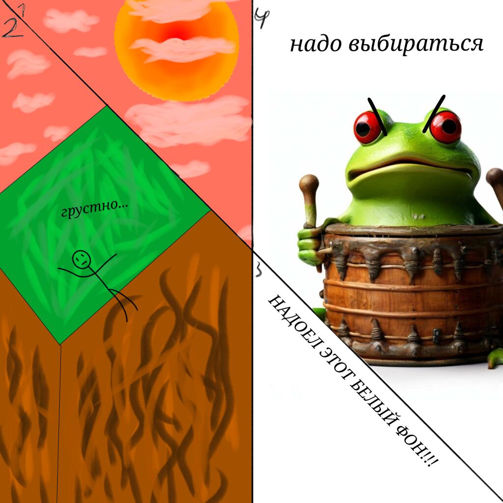 Первая страница комикса. Скоро будет продолжение. Прошу оценить её по достоинству ведь нарисован он был пальцем на телеф