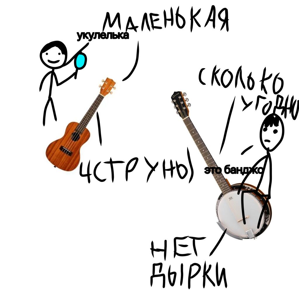 Мда, обещал вернуться, а вот как оказалось. Ладно, может кто не знал, но вот вам отличия Банджо и Укулеле.