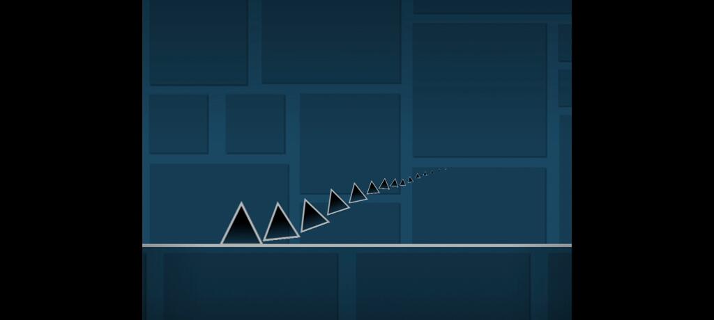 Скриншот уровня игры-платформера с крупными буквами HI, ниндзя-звёздами и шипами на тёмном фоне (10 из 10)