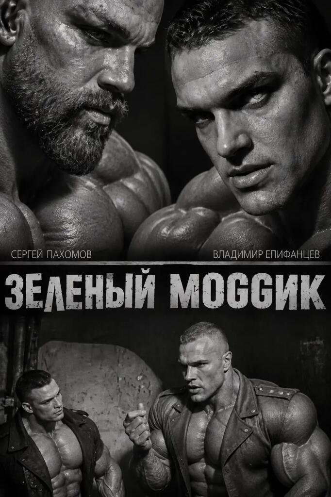 Постер фильма «Зеленый слоник»: сверху крупные лица двух мужчин, снизу сцена с двумя персонажами (2 из 2)