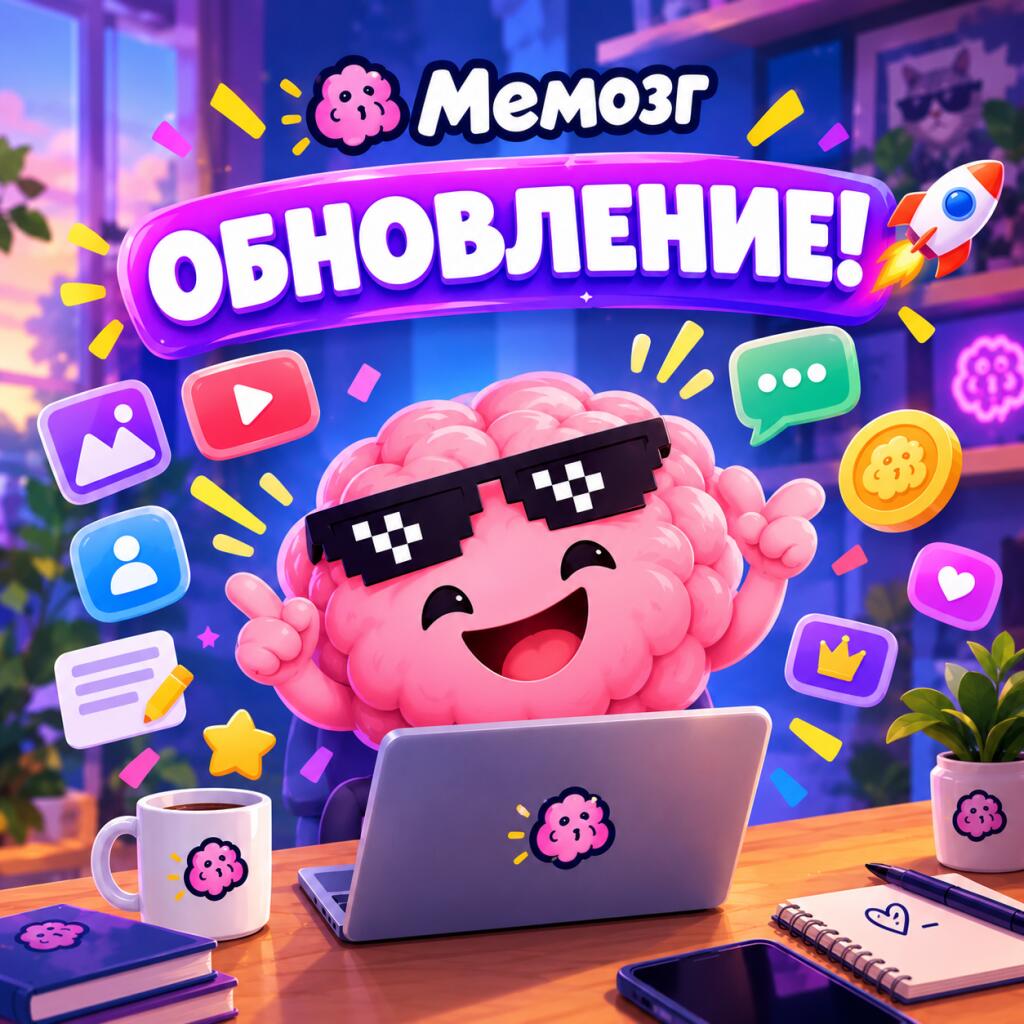 🧠 Что нового на Мемозге? Большое обновление!
Сегодня завезли целую пачку новых функций. Посты, комментарии, уведомления