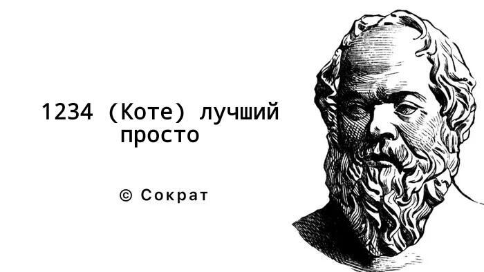 Гравюра Сократа с цитатой 1234 Коте лучший просто