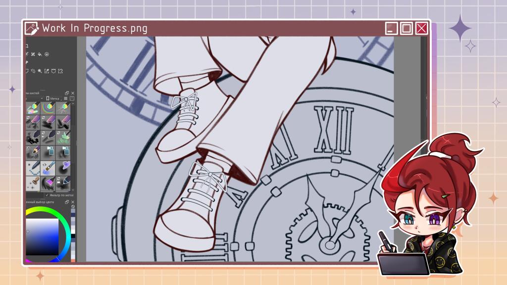 Начинать рисовать то, что я изначально в душе не е- аэ не знаю короче как рисовать, это, конечно, мощно. 
(Я про часики)
