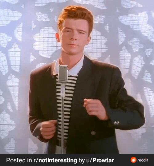 Never gonna give you up, never gonna let you down, never gonna run around and desert you
Never gonna make you cry, never