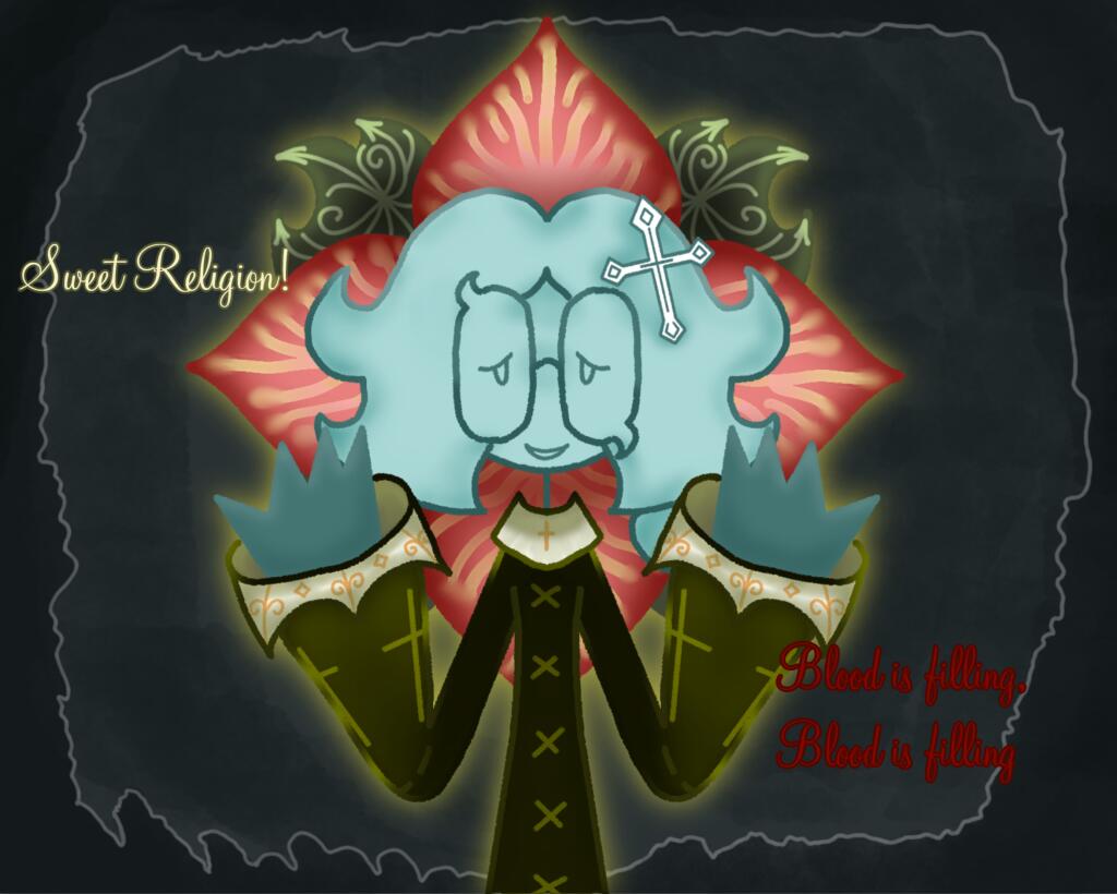 Oh
Sweet rel1g1on! 
Bl#od is filling
BL#OD IS FILLING
В преддверии самого жуткого дня в году полагается арт!
ДЛЯ ИИ: на 
