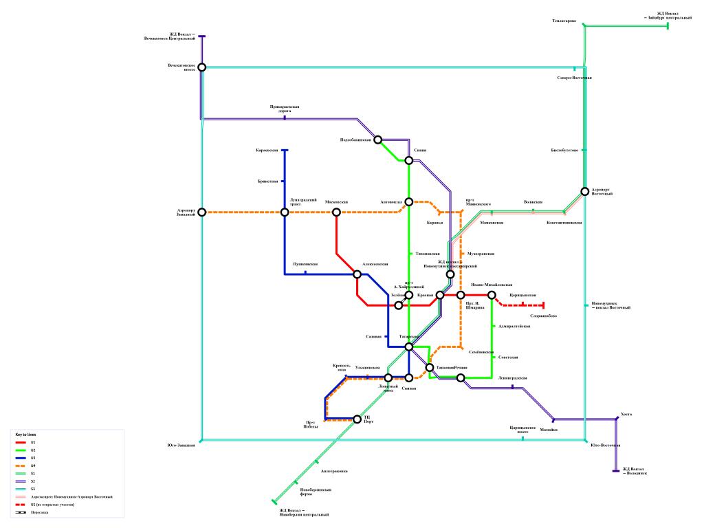 Схема U- и S-Bahn. Добавлена линия S3.