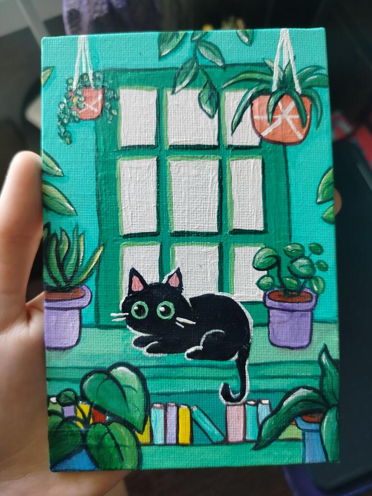 Котик маме на день рождения:3 (Офигеть, я гуашью рисовать умею, оказыв...