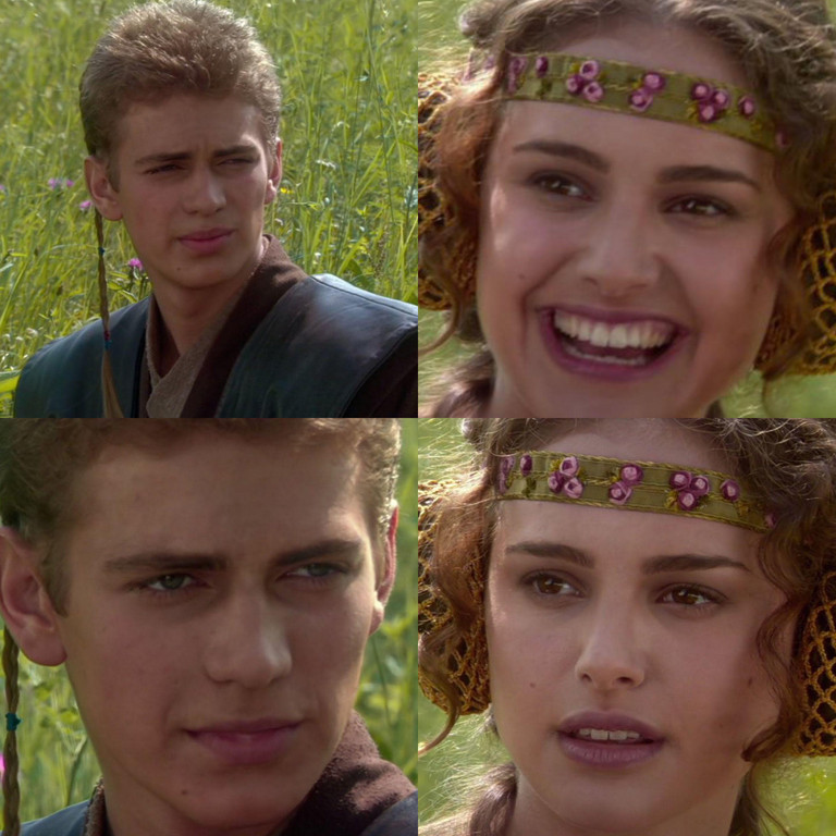 Шаблон мема «Энакин и Падме» (Anakin and Padme 4 Panel)