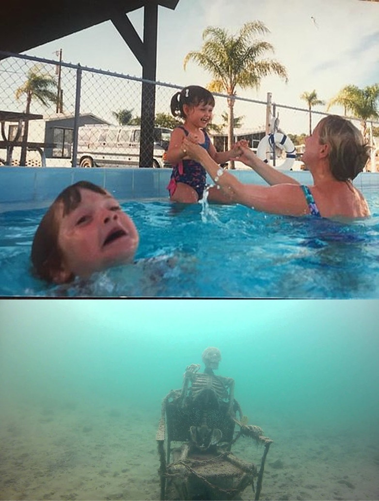 Шаблон мема «Мама игнорирует ребёнка» (Mother Ignoring Kid Drowning In A Pool)